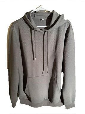 Coofandy Men’s Medium Gray Textured Knit Hoodie Pullover Stretch Casual